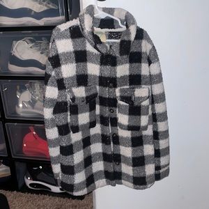 Plaid black and white teen jacket